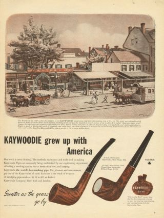 Sweet Vintage 1946 Kaywoodie Pipes Print Ad Old Bowery Lane In Manhattan
