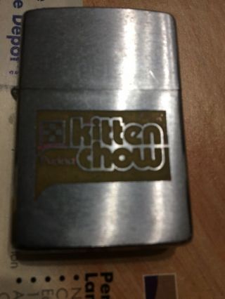 1975 Vintage Zippo Lighter With Purina Kitten Chow Advertising Us