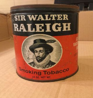 Vintage Sir Walter Raleigh Smoking Tobacco 14 oz Large Tin Can 2