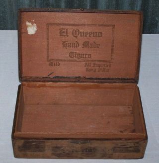 Rare Vintage El Queeno Wood Cigar Box Boite Nature/Chisholm or Duluth Minnesota 7