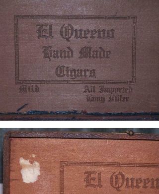Rare Vintage El Queeno Wood Cigar Box Boite Nature/Chisholm or Duluth Minnesota 8