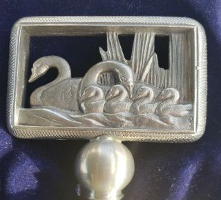 Vintage Crown And Rose Pewter Christmas Bell Seventh Day Seven Swans a Swimming 3