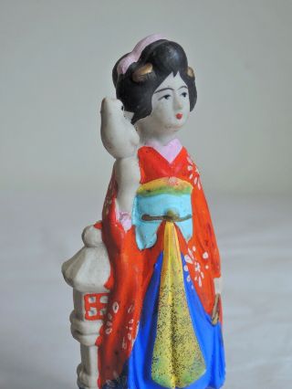 5.  5 inch Japanese Vintage Porcelain doll : Maiko and Pigeon 3