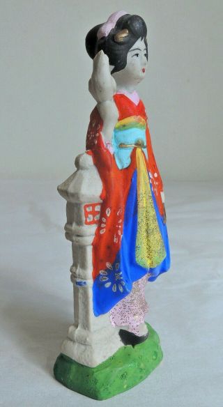 5.  5 inch Japanese Vintage Porcelain doll : Maiko and Pigeon 4