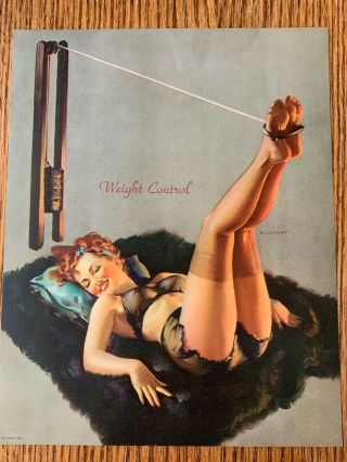 1940s Pin Up Girl Lithograph By Elvgren " Weight Control "