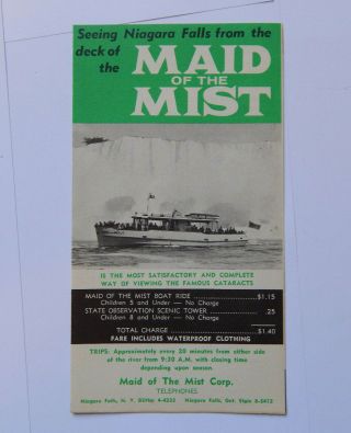 Maid Of The Mist Niagara Falls York Brochure (1963)