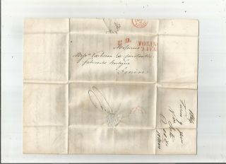 Stampless Folded Letter: 1846 Torino,  Italy Red Sl Red P.  D.