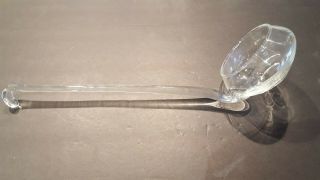 Vintage Clear Glass Punch Bowl Ladle 14“ Long Hand Blown Applied Handle