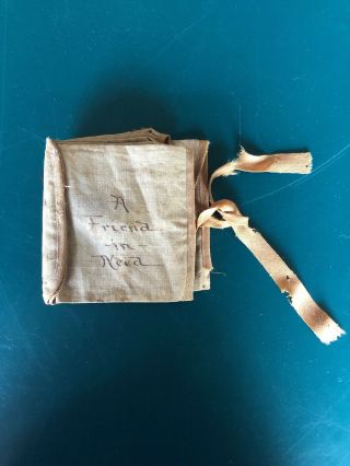 Old Cloth Sewing Kit Vintage A Friend In Need Antique Rare