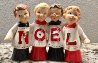 Vintage Ceramic Noel Choir Boys & Girls Candle Holders - Japan