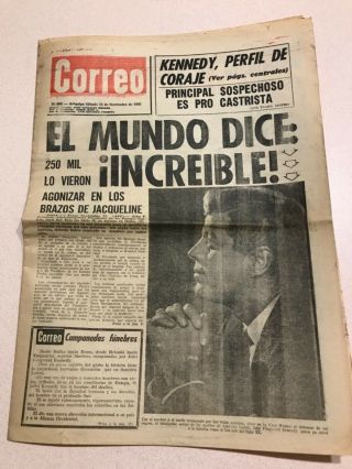 Nov 23,  1963 Correro Latin Newspaper President John F Kennedy Killed Peru