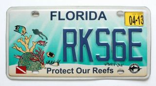 Florida Protect Our Reefs Specialty License Plate,  Fish,  Scuba Driver Graphics