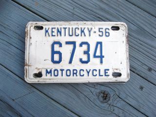 1956 56 Kentucky Ky Motorcycle Mc License Plate 6734 Bin