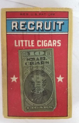 VINTAGE ADVERTISING THE RECRUIT LITTLE CIGARS CIGARETTE BOX TIN Z - 217 2