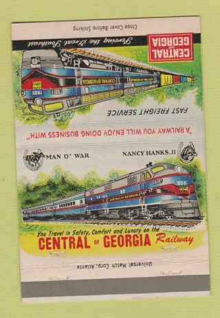 Matchbook Cover - Central Railroad Of Georgia Ga Man O War Horse 40 Strike
