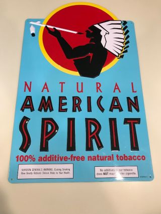 Natural American Spirit Cigarette Metal Advertising Sign Vintage Bar Mancave Tin