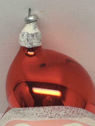 Vintage De Carlini Santa Christmas Ornaments Blown Italy Glass Santa Heads 3