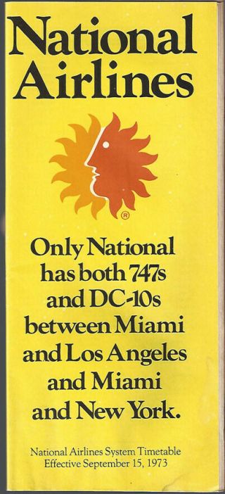 National Airlines System Timetable 9/15/73 [9071]