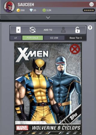 Topps Marvel Collect Digital X - Men Base Set Award Wolverine And Cyclops