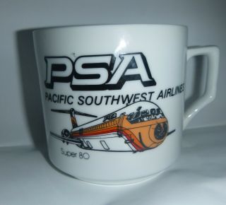 Vintage Psa Pacific Southwest Airlines Coffee Cup Mug 80