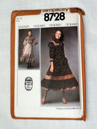 Vintage Sewing Pattern Simplicity 8728 Uncut Gunne Sax Skirt Blouse Boho Ruffle