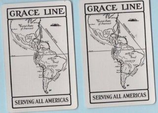 Swap Playing Card 2 Vintage Linen Grace Line Ocean Liner Serving South America