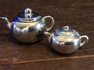 15 Total ELEVEN 1/2” And FOUR 1” Silver Metal Tea Pot Kettle Place Card Holders 3
