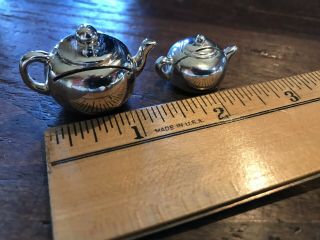 15 Total ELEVEN 1/2” And FOUR 1” Silver Metal Tea Pot Kettle Place Card Holders 4
