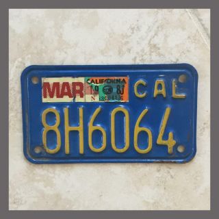 1970 - 1980 California Motorcycle License Plate Dmv Clear Yom