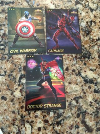 3 - Foil Arcade Game Cards Marvel Contest Of Champions @ Dave & Busters Carnage,  2