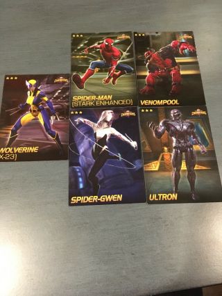 Marvel Contest Of Champions Nonfoil Rare Spider - Gwen,  4 More From Dave Busters