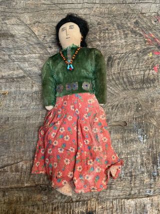 Vintage Handmade Cloth & Beaded Southwest Navajo Indian Doll 12 "