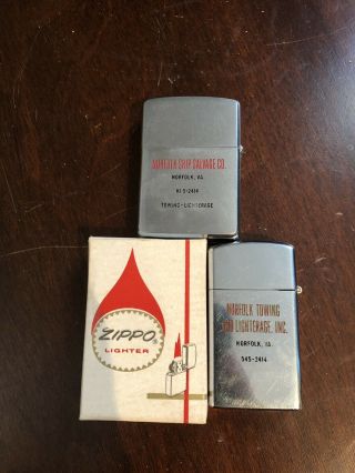 2 Vintage Zippo Lighters With Advertising One