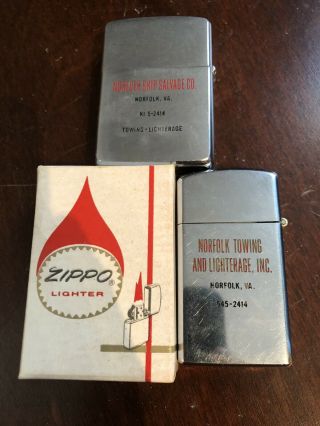 2 Vintage Zippo Lighters With Advertising One 3