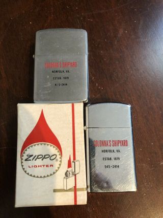2 Vintage Zippo Lighters With Advertising One 4