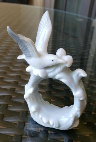 Rare Otigiri Japan Set Of 6 Seagull Bird Napkin Rings Nautical Ocean Porcelain