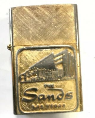 Vintage The Sands Las Vegas Florentine 14k Gold Plated Refillable Lighter