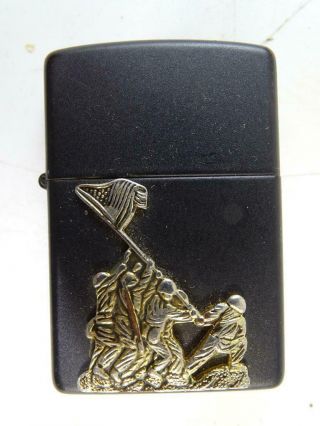 Vintage Zippo Cigarette Lighter Iwo Jima 2006 Commemorative Wwii Black Gold