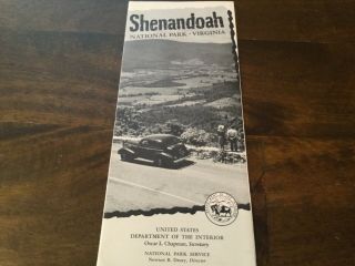 Shenandoah National Park Guide & Map Booklet 1950 Va Virginia Brochure Vintage