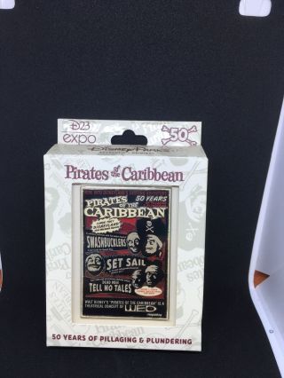 D23 Disney Pirates Of The Caribbean 50 Years Attraction Poster Jumbo Pin In Hand