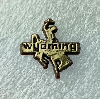 Wyoming State Vtg Pin Cowboy Bucking Bronco Horse Souvenir Plastic Pinback
