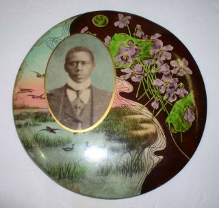 Old Black Americana Celluloid Photo Button,  7 5/8 In.  Diameter