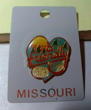 Silver Dollar City / " A Friendly Kind Of Place " / Heart Shape / Trading Pin