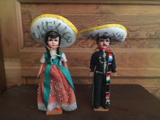 Vintage Mexican Traditional Dressed Dolls Souvenir Of Mexico