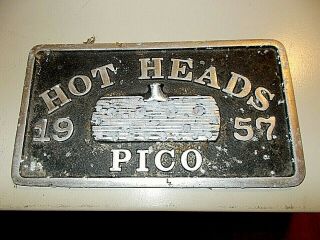 Car Club Plaque Hot Heads 1957 Pico Ebay Motors Flat Head Ford V - 8 Lincoln Mercu