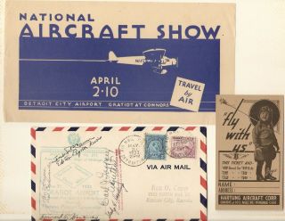1933 Detroit Gratiot Airport Dedication,  Air Race Show,  Pilot Sgn Glady Hartung