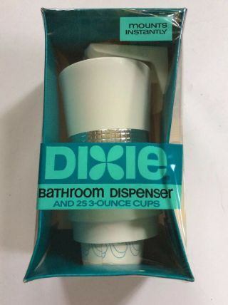 Vintage Dixie Cup Bathroom Dispenser 3oz Factory White W/ 25 Cups