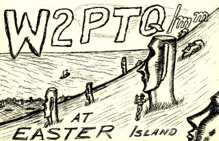 W2ptq Wally Easter Island 1966 Vintage Ham Radio Qsl Card
