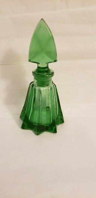 Vintage Green Glass Perfume Bottle