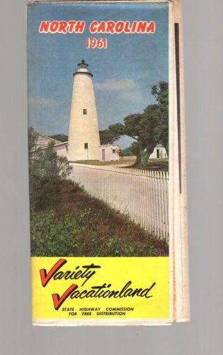 North Carolina Variety Vacationland 1961 Road Map & Tourist Guide